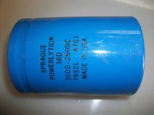 SPRAGUE 3000 MFD. 250 V. Dc. COMPUTER GRADE CAPACITOR - Picture 1 of 3