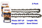 2pcs 16''  Chainsaw Chain Blade 3/8" LP 0.043 Gauge 56 DL For STIHL Husqvarna