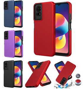 Tempered Glass / Dotted Design Hybrid Cover Phone Case For TCL 50 LE T510D - Picture 1 of 19