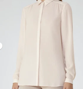 REISS Samir cremefarbene Bluse mit Mikro-Plissee hinten - Größe 10 Medium - Bild 1 von 6
