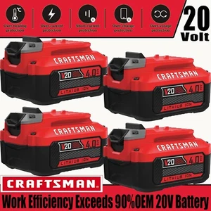 4 PACK For CRAFTSMAN CMCB204 20V 4.0Ah Battery V20 20 Volts Lithium-ion Battery - Picture 1 of 21