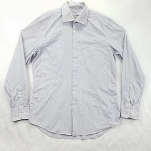 J Lindeberg Shirt Mens 16.5 Blue White Striped Long Sleeve Spread Collar - Picture 1 of 10