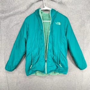 The North Face Reversible Jacket Girls Sz XL 18 Fleece Sherpa Teal Blue Green - Picture 1 of 14