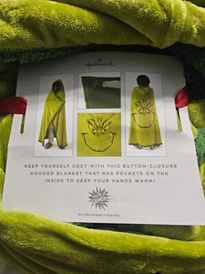 New Hallmark Dr. Seuss The Grinch Oversized Hooded Blanket - Picture 1 of 4
