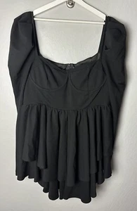 Selkie Caviar Boelyn Dress Size 3X Stretch Ponte Knit Cute Layered Puff Sleeve - Picture 1 of 4