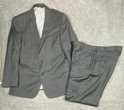 Brooks Brother Explorer Regent Suit 40S Jacket 34 x 30 Pants Grey Windowpane — 第 1/4 张图片