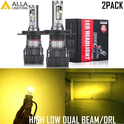 AllaLighting H4 LED Headlight Bulb Hi Low Beam/Daytime Running Light Bulb YELLOW - Image 1 of 4