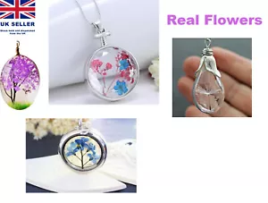 COLLANA CON FIORI SELVATICI PRESSATI FATTA A MANO GIOIELLI DENTE DIMENTICARMI NON RICORDO - Foto 1 di 28