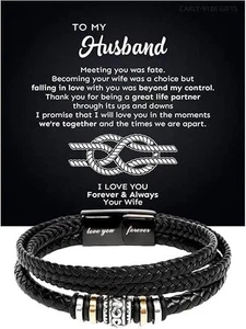 Pulsera A Mi Marido, Pulsera para Marido de Esposa Regalo San Valentín para Él - Imagen 1 de 12
