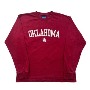 Vintage 90s Oklahoma Sooners Long Sleeve Shirt Size Large College Sports Preppy - Picture 1 of 6