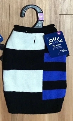 Youly  XS Dog Sweater  “The Artist” Colorblock Blue - 1 Sweater Only - Image 1 of 4