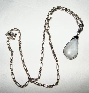 Vintage lange STERLINGSILBER ~ MONDSTEIN ANHÄNGER HALSKETTE Indianer/Südwesten - Bild 1 von 14