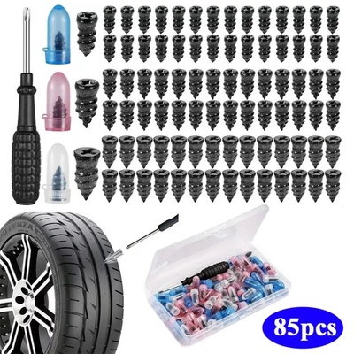 85x Car Tubeless Vacuum Tyre Puncture Repair Kit Screw Nails Tire Patch Plug - Image 1 of 4