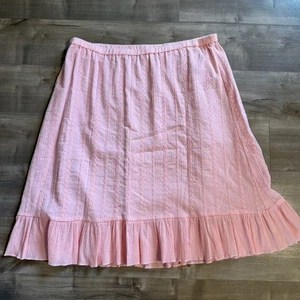 Denim & Co Rock rosa knielang Damen 2XL gefüttert bestickt Rüschen Krepp - Bild 1 von 8