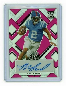 2022 Leaf Metal Draft Matt Corral Autographs Pink /20 RC Ole Miss Rebels - Imagen 1 de 2