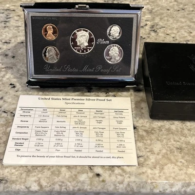 1998 US Mint 5 Coin Premier Silver Proof Set w/ Original Package & COA - Image 1 of 4