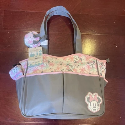 Disney Baby Minnie Mouse 4 in 1 Diaper Tote Bag Set Changing Pad Bottle Case NWT - Image 1 of 4