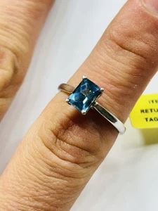 TJC silver and London Blue Topaz solitaire ring UK size M new with tag - Picture 1 of 5
