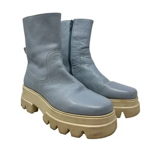 Each x Other Dollaro 65mm Chunky Boots In Blue Leather Lug Sole Size 40 US 10 - Picture 1 of 14