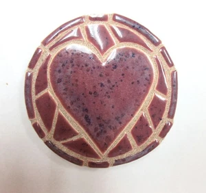 HEART Mosaic Coaster, Wall Plaque, Trivet, Handmade CeramicTile, Marbled Plum - Picture 1 of 4