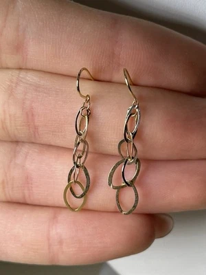 Висячие серьги из желтого золота 18 карат и платины  - Изображение 1 из 4