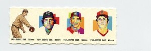 #TN04520 FRED TENNEY & GEORGE BRETT & MICKEY MANTLE Uncut Strip Gumball Cards