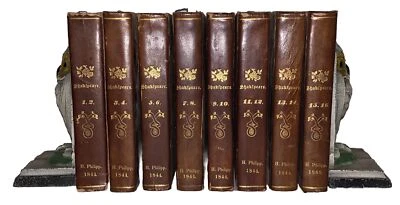 1842, 16 Vol, SHAKESPEARE IN GERMAN, SHAKSPEARE'S DRAMATISCHE WERKE, LEATHER - Image 1 of 4