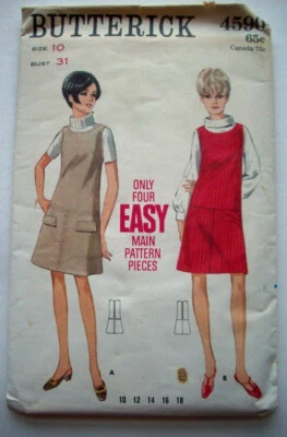 60's Sleeveless dress jumper drop waist pattern 4590 size 10 - Image 1 of 2