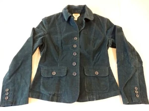 Giacca vintage Talbots misto cotone elasticizzato velluto a coste turchese verde acqua taglia 6 Petite - Foto 1 di 6