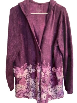 Cuddl Duds 紫色女式毛衣 Lavendar 带帽 L 码 Sooo 柔软 — 第 1/4 张图片