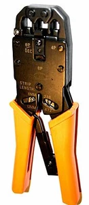 8" Modular Crimping Pliers ratchet for RJ45,RJ12,RJ11,phone line Plug Tool - Picture 1 of 5