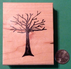 Estampilla de goma de árbol de invierno, montada en madera - Imagen 1 de 2