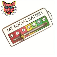 White My Social Battery Creative Brooch Battery & Mood Indicator Pin