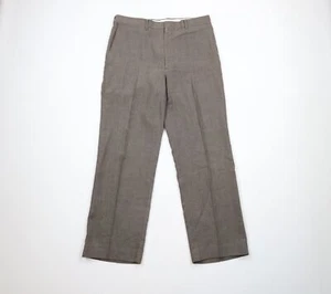 Vintage 70s Streetwear Mens 34x29 Knit Flat Front Wide Leg Chino Pants Brown - Picture 1 of 12