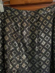 Adrienne Vittadini Hi Fashion pleated Fully Lined SILK Lame Black&gold skirt 12 - Picture 1 of 9