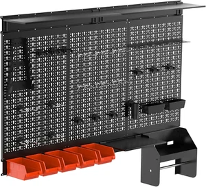 Metal Pegboard Wall Organizer 4Ft Wide, Tool Storage Pegboard System for Garage - Picture 1 of 9
