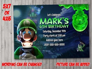 Luigi's Mansion Digital Party invitation, invite, flyer, Bros, 8bit, NES, Mario - Picture 1 of 1