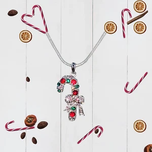 Mehrfarbige Kristall Weihnachten Zuckerstange Halskette - Bild 1 von 22