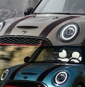 F57 MINI Cooper S JCW John Cooper Works Vinyl Motorhaube Streifen Aufkleber schwarz rot - Bild 1 von 5