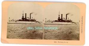 Marina/Militar - ACORAZADO USS IOWA EN EL MAR - 1898 Kilburn Stereoview - Imagen 1 de 2