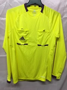 Adidas Mls Soccer Referee Jersey Long Sleeve Yellow Size Men’s M - Picture 1 of 3
