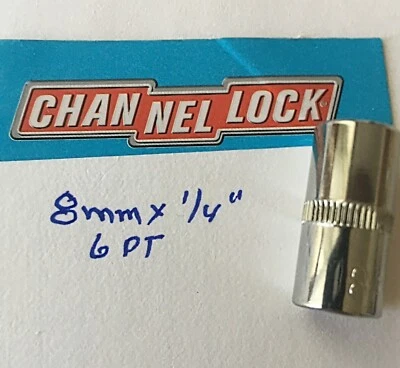 CHANNELLOCK  8 mm  x 1/4" DR  METRIC  SOCKET  6 Point Free USA  Shipping - Image 1 of 4