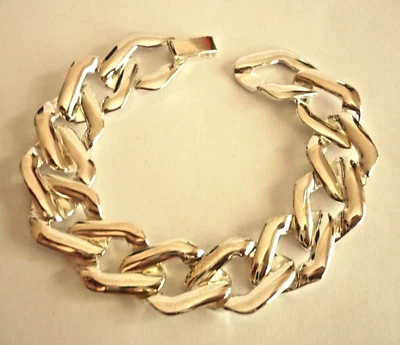 18,5 cm klasse Armband silber große Glieder Rautenform NEU + TOP - Bild 1 von 3