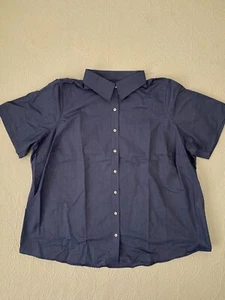 Lands End Outfitters Herrenshirt kurzärmelig Größe 2X blau Knopf unten #2466 - Bild 1 von 7
