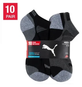 Puma Men's No Show Low Cut Socks, 10 Pair Black - Picture 1 of 3