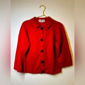 Cardigan maglione vintage Ballantyne of Peebles rosso cashmere taglia 36 vacanza - Foto 1 di 9