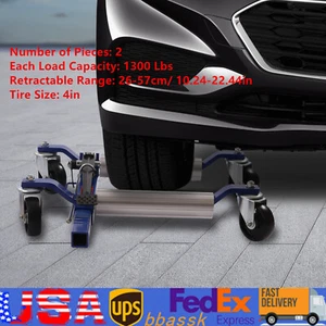 Set 2 1300 lbs Truck Car Wheel Moving Dolly Ratchet Auto Tire Lift Wheel Dollies - Foto 1 di 13