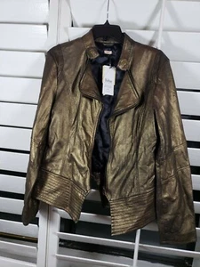 Reba, Size L, Gold leather jacket - Picture 1 of 3