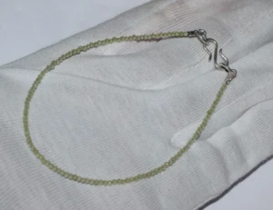 Natural Peridot Gemstone 925 Sterling Silver 6 In. / 2 mm Round Beads Bracelets - Picture 1 of 12