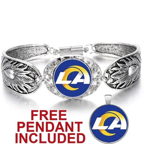 Los Angeles LA Rams Women's Sterling Silver Bracelet Football Gift w Gift Pkg D3 Cover